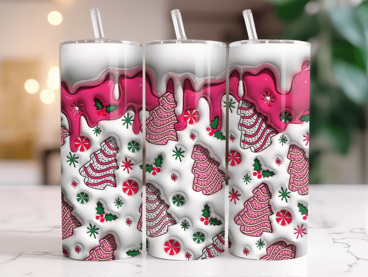 3D Illusion pink tree Tumbler