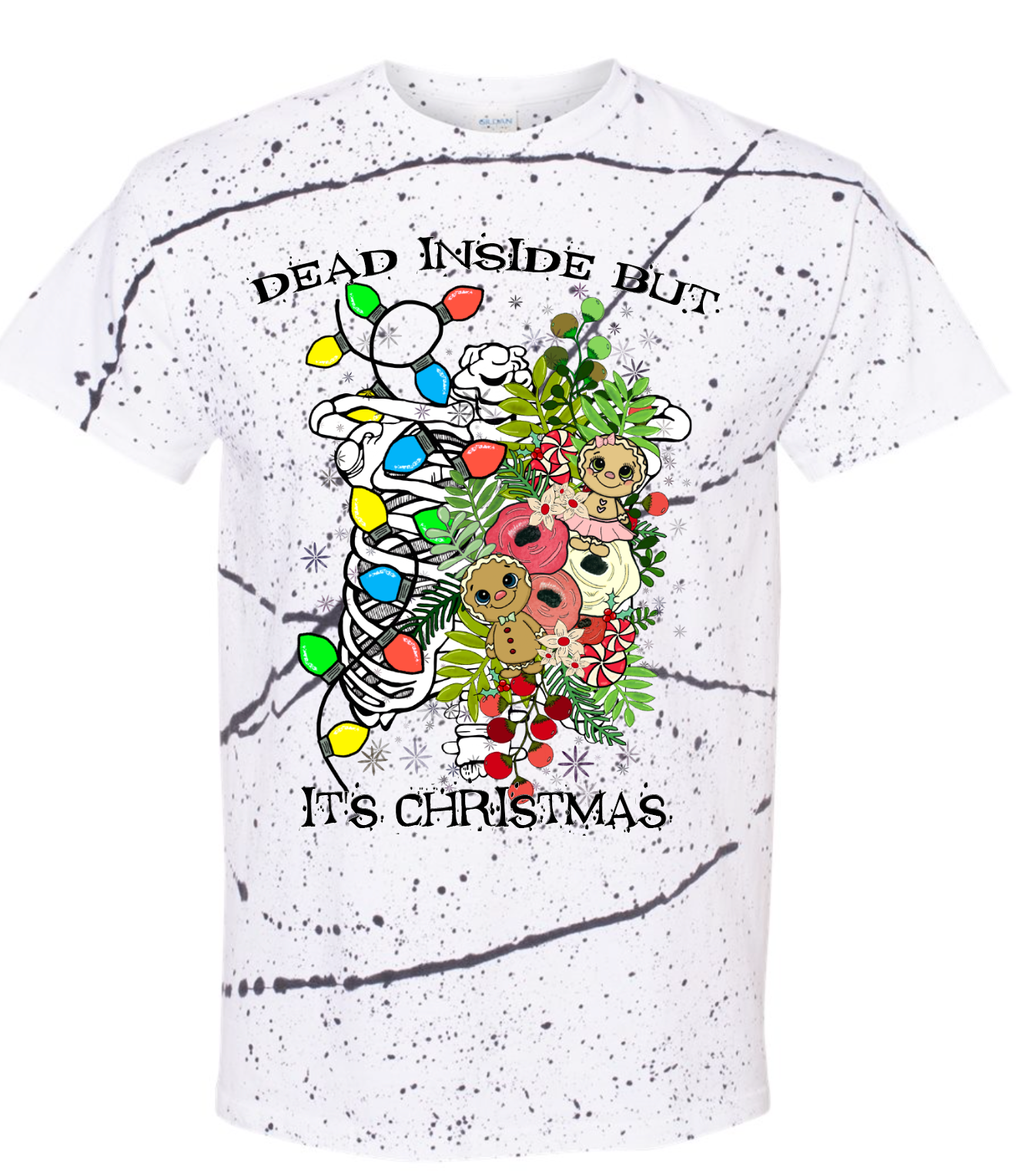 Dead Inside But It's Christmas Splatter tee